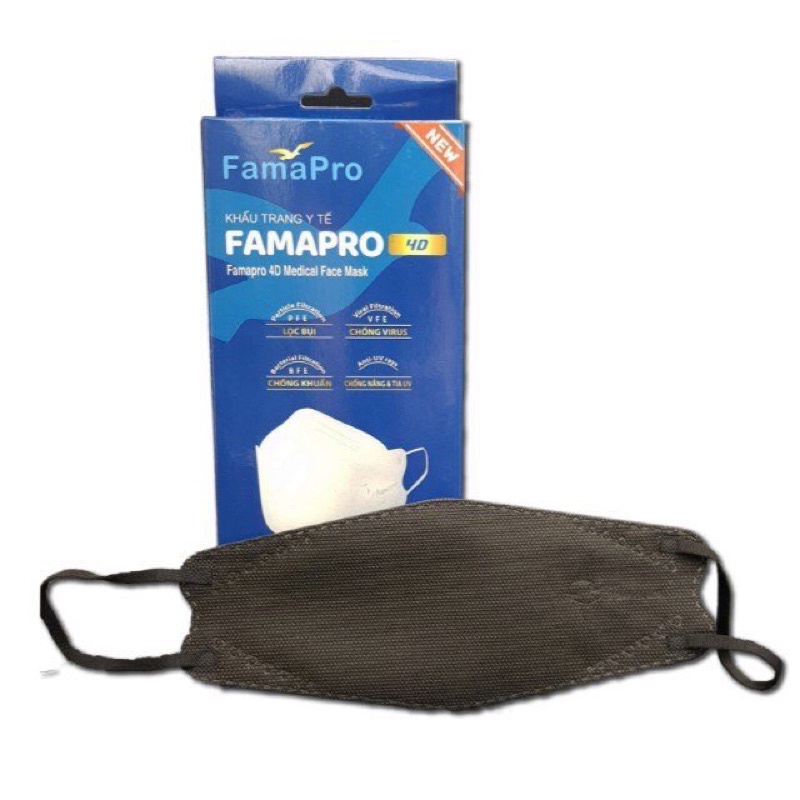 Khẩu trang y tế 4D Famapro (Nam Anh) 3 lớp kháng khuẩn (Thiết kế thời trang KF94) - Hộp 10 cái