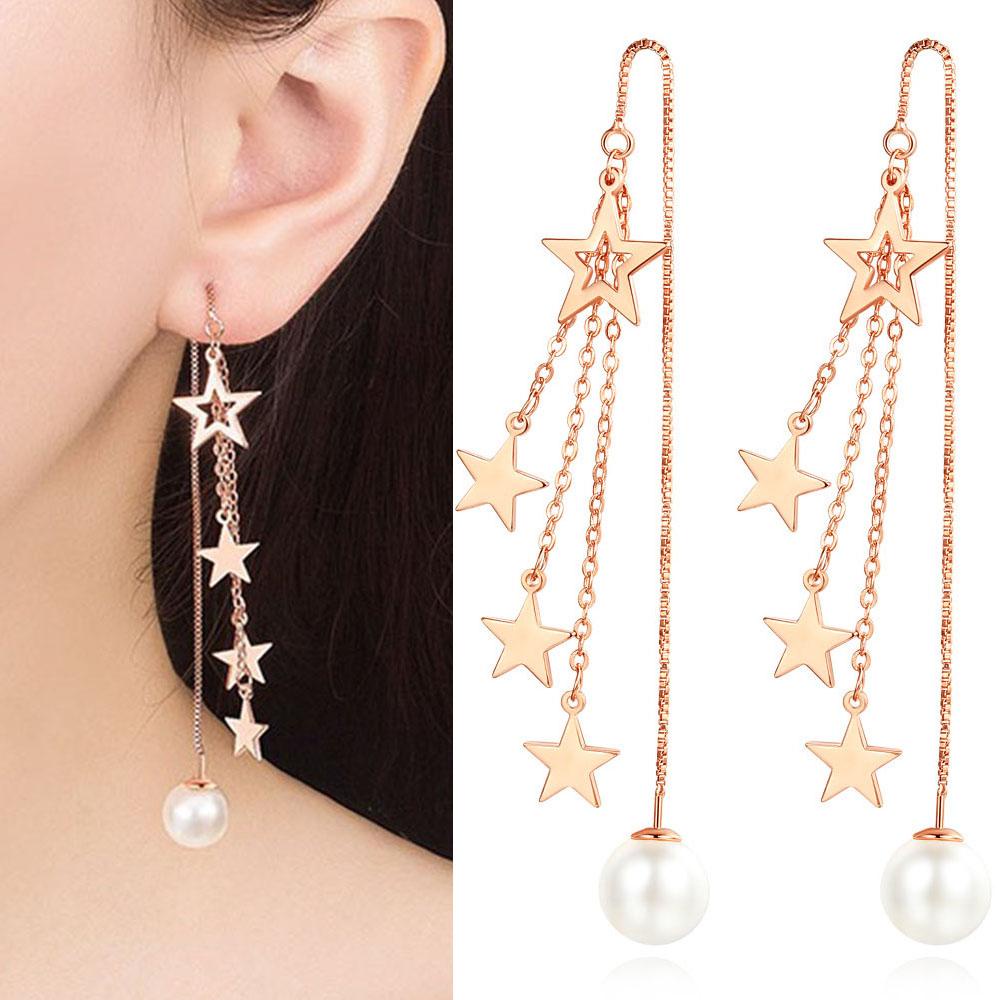 Bông Tai Ngôi Sao Năm Cánh Tua Rua Thời Trang Hàn Quốc Cho Nữ