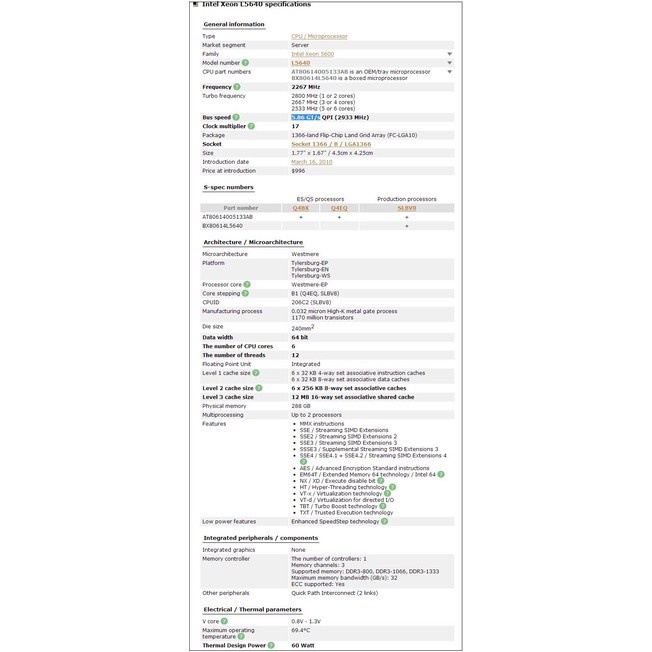 Cpu L5640 2.26ghz 12mb 5.86 Gt / S Slbv8 Lga 1366 | BigBuy360 - bigbuy360.vn