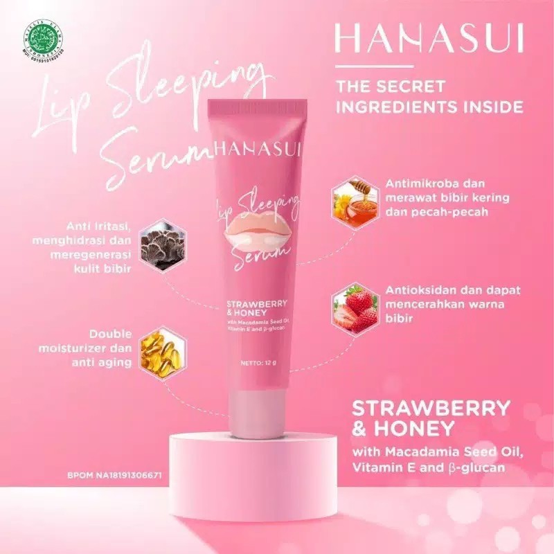 (hàng Mới Về) Serum Dưỡng Môi Hanasui Chiết Xuất Từ Dâu Và Mật Ong 12g Bpom