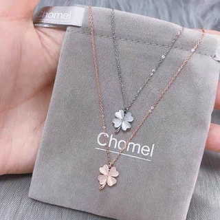 Vòng cổ bạc mặt cỏ bốn lá và mặt trăng đính đá thời trang cho nữ