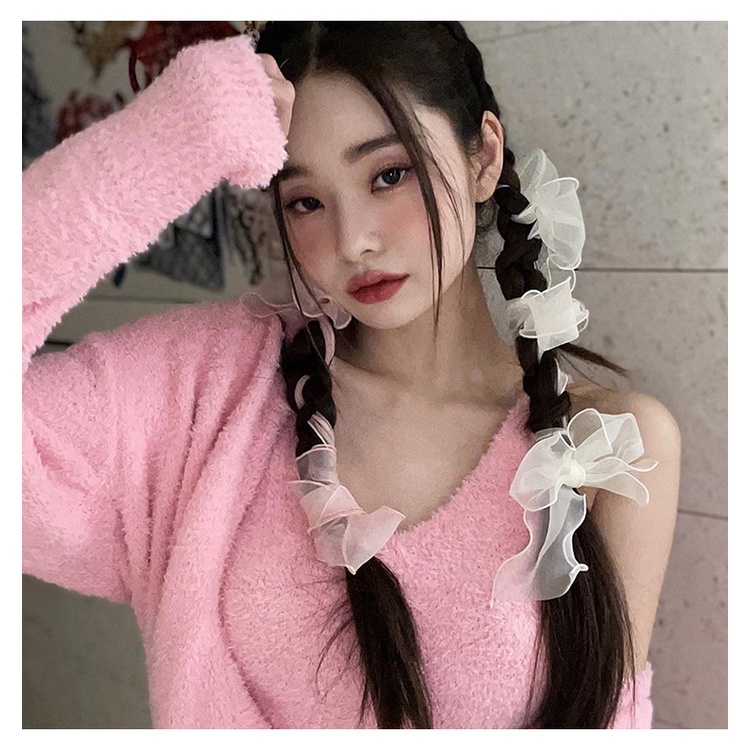 Băng Đô Cài Tóc Hình Nơ Bằng Lưới Phong Cách Hàn Quốc 2022