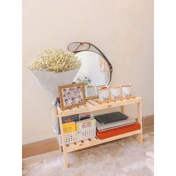 Kệ gỗ để đồ 2 tầng  50cm và 60cm (ảnh thật )