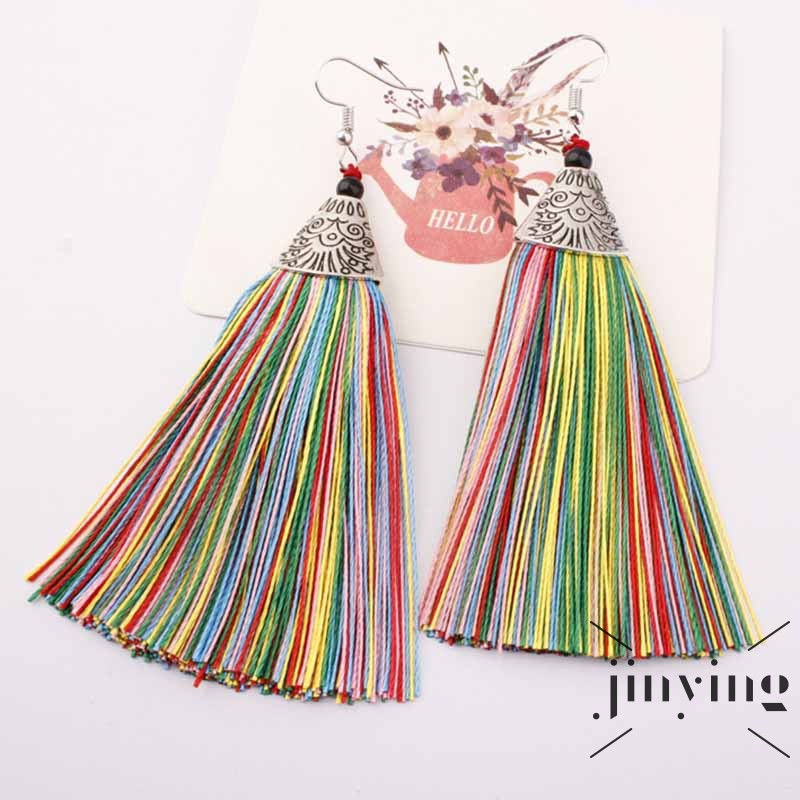 GETNOIVAS Đôi hoa tai tua rua dài thời trang dành cho nữ