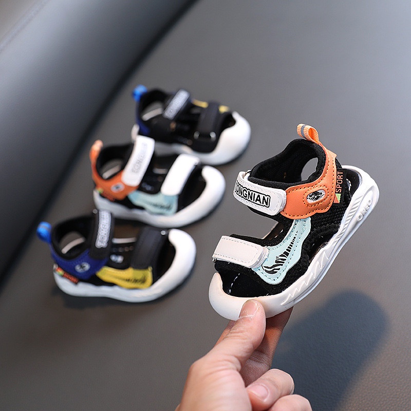 Sandal trẻ em, sandal tập đi mũi cao phối màu cá tính cho bé trai bé gái từ 0 đến 2 tuổi