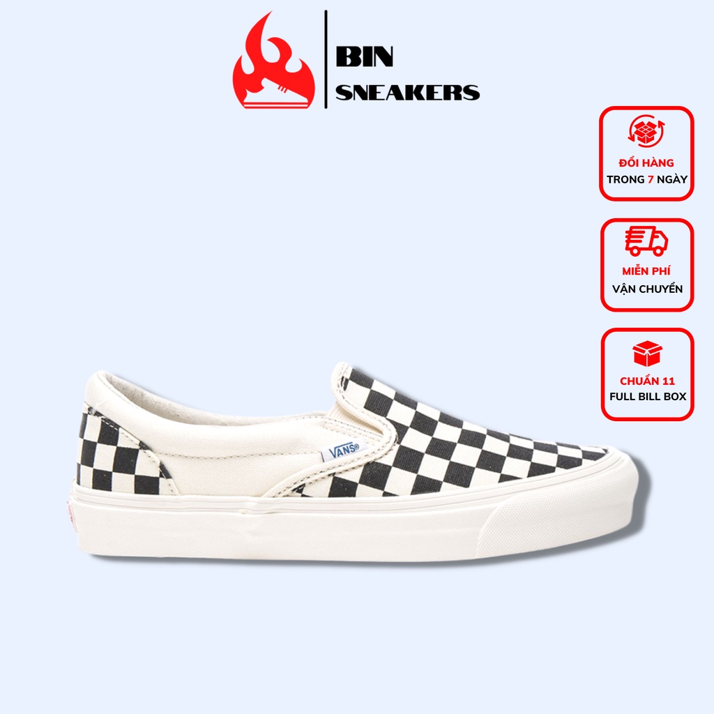 Giày Thể Thao 𝗩𝗮𝗻𝘀 Caro Nam Nữ, Giày Lười Slip On 𝗩𝗮𝗻𝘀 Caro Chất Liệu Vải Canvas Dày Dặn Hàng 11 Full Bill Box