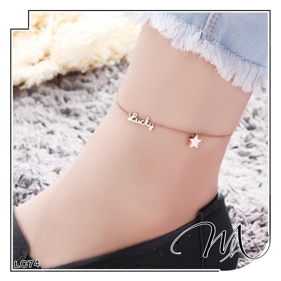 Lắc chân nữ Titan ngôi sao chữ Lucky may mắn - Măng's House LC74