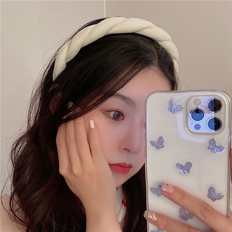 Băng đô cài tóc bằng vải bản rộng kiểu Pháp