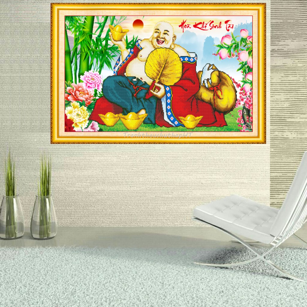 Tranh thêu chữ thập Phật Di Lặc LV3170 - tự thêu