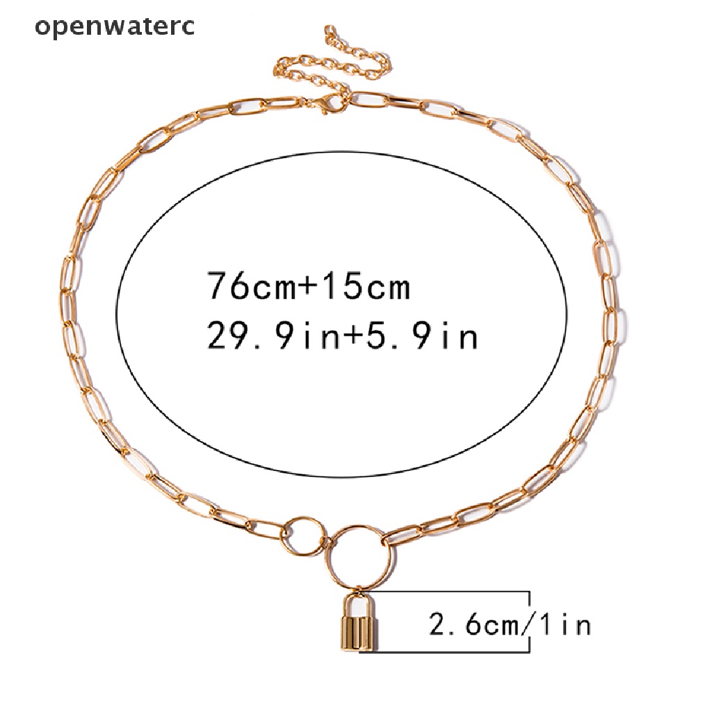openwaterc Goth Metal Padlock Chain Belt Punk Body Waist Chain Women Waistbands Jewelry vn