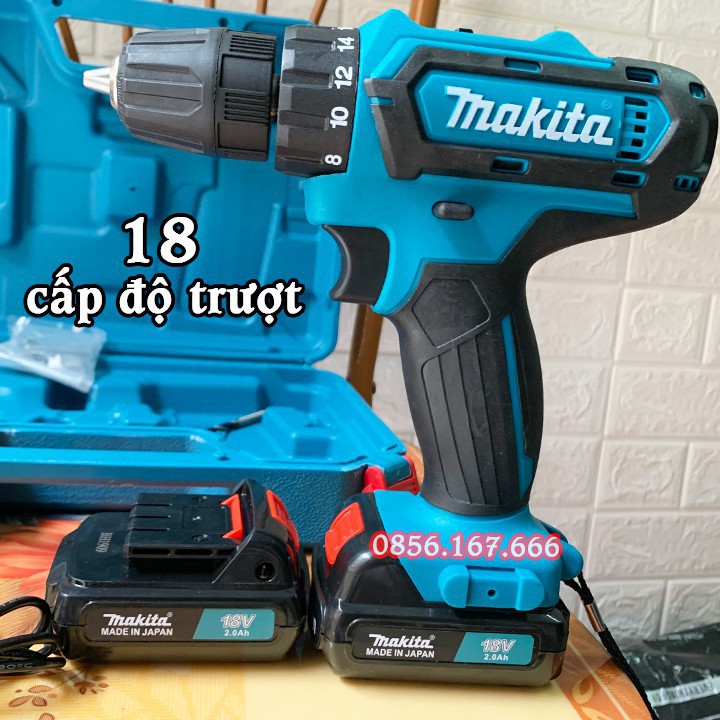 (FREESHIP) Máy khoan dùng Pin MAKITA 18V -  - Pin 2Ah - Máy bắn vít, vặn vít - 100% Lõi Đồng