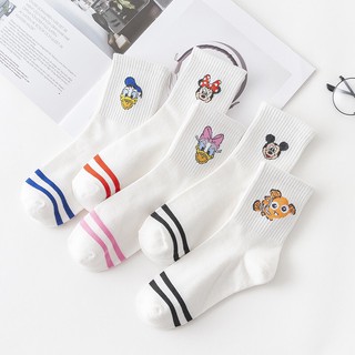 Tất Vớ Cao Logo Disney Tất Vớ cổ Cao In hình Hoạt Hình Hàn Nhật Vớ Cổ Cao Nam nữ Cute Cotton Thu Đông Phong Cách Ulzzang