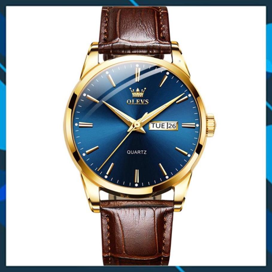 [CAO CẤP]Đồng hồ nam OLEVS Nhật Bản,Chống nước,Chống Xước,Đồng hồ chạy pin,dạ quang,Dây da cao cấp,BH 12th