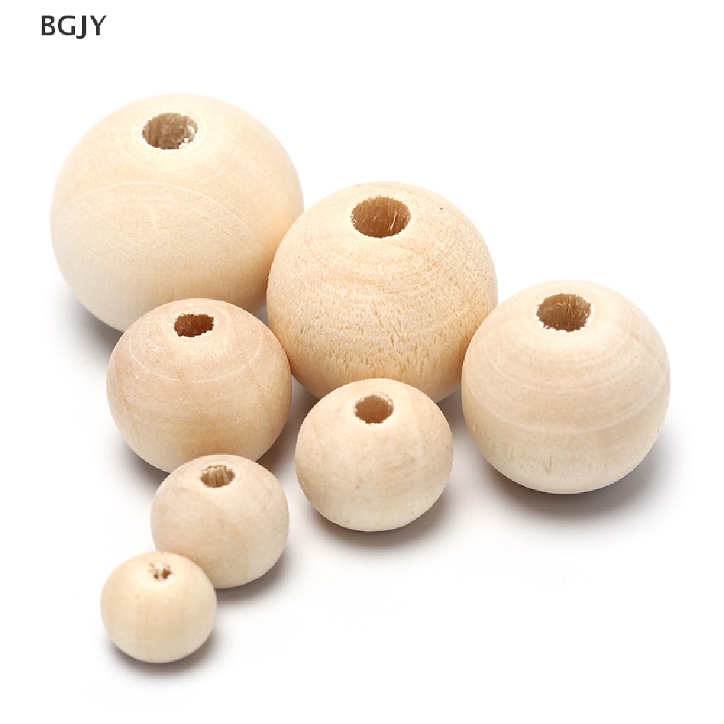 BGJY Round Wood Spacer Bead Natural Unpainted Wooden Ball Beads DIY Craft Jewelry NEW