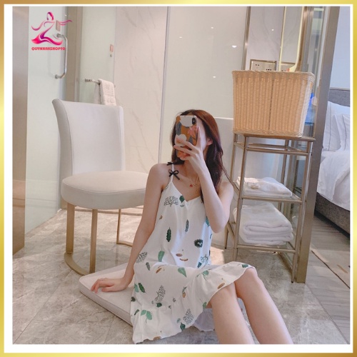 Váy Ngủ, Đầm Mặc Nhà  Hai Dây Chân Xép Li Tặng Kèm Bịt Mắt. | BigBuy360 - bigbuy360.vn