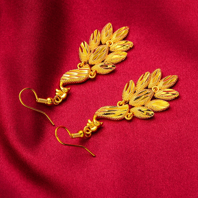 Khuyên Tai Tua Rua Mạ Vàng Đồng Hình Chim Công Phong Cách Hàn Quốc Thời Trang Cho Nữ