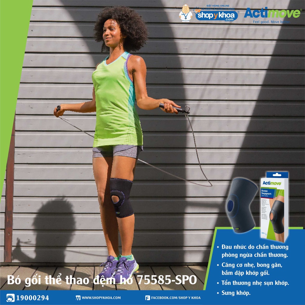 Bó Gối Thể Thao Đệm Hở 75585-SPO, Sợi Vải Thở COOLMAX AIR, Màu Đen/Xanh Đen [Actimove] - NK Chính Hãng Châu Âu (1 Cái)