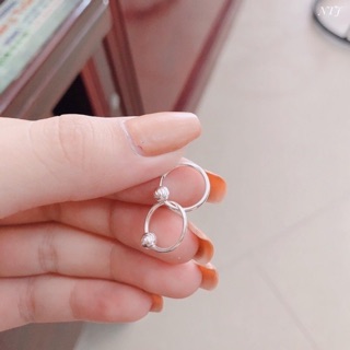 Bông tai bạc ta tròn gắn bi