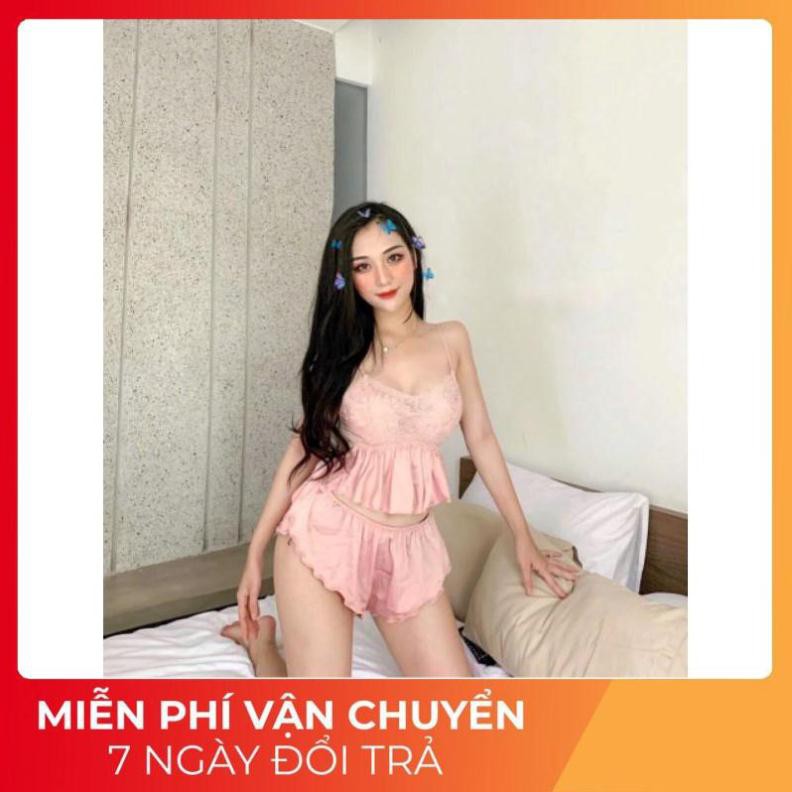 Đồ Ngủ Sexy Nữ Hai Dây Cột Lưng, Bộ Ngủ Sexy Chất Satin Cao Cấp 40-60kg | BigBuy360 - bigbuy360.vn