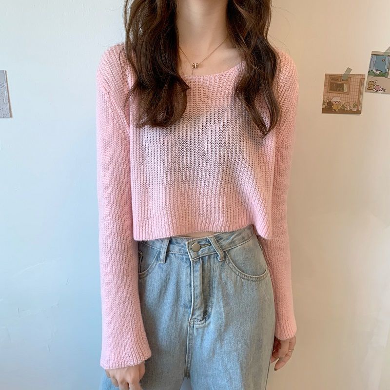 Áo Dệt Kim Tay Dài Cổ Tròn Dáng Rộng Thời Trang Hàn Quốc 2022