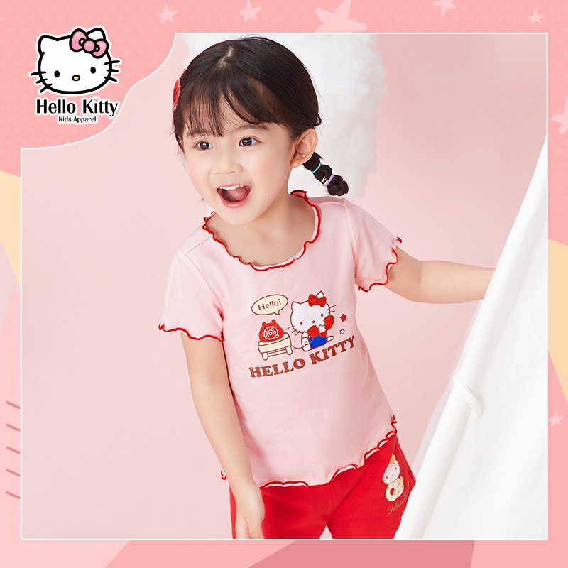 quần gáiquần bò bé gái✆quần áo trẻ em hellokitty 2021 thun ngắn tay bé gái mùa hè mới phong cách phương tây dễ thương th