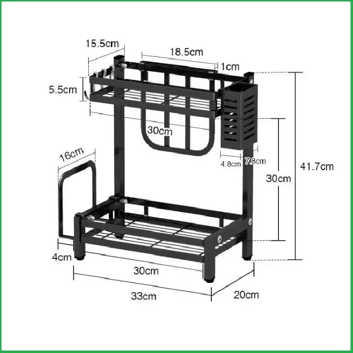 Kệ gia vị 2 tầng đa năng đựng gia vị, dao thớt, đũa thìa chất liệu thép sơn tĩnh điện