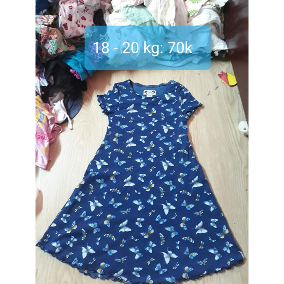áo đầm xanh hình bướm cho bé 18 -20 kg ms11