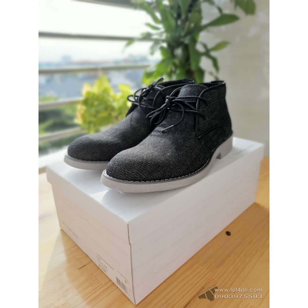 [AUT.] Giày nam Calvin Klein Chester Denim Suede Chukka Boots Black/Black