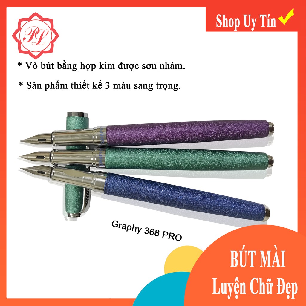 Bút Mài Luyện Chữ Đẹp Graphy 368 Pro_Ngòi Lá Tre Mài Thủ Công, bút máy, bút luyện chữ đẹp ( Tặng Kèm Vỏ Hộp Nhựa Đẹp )