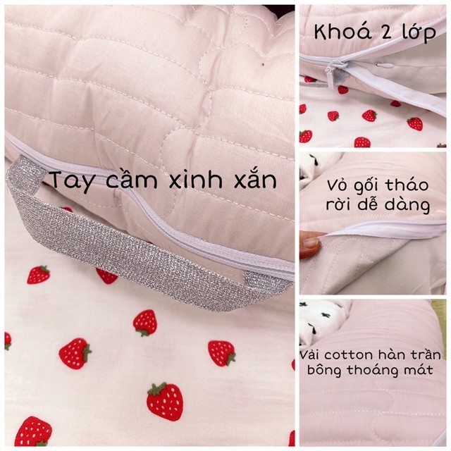 Gối chống trào ngược cotton Hàn trần vỏ cao cấp  (Đã bao gồm vỏ gối và ruột gối nhồi bông)