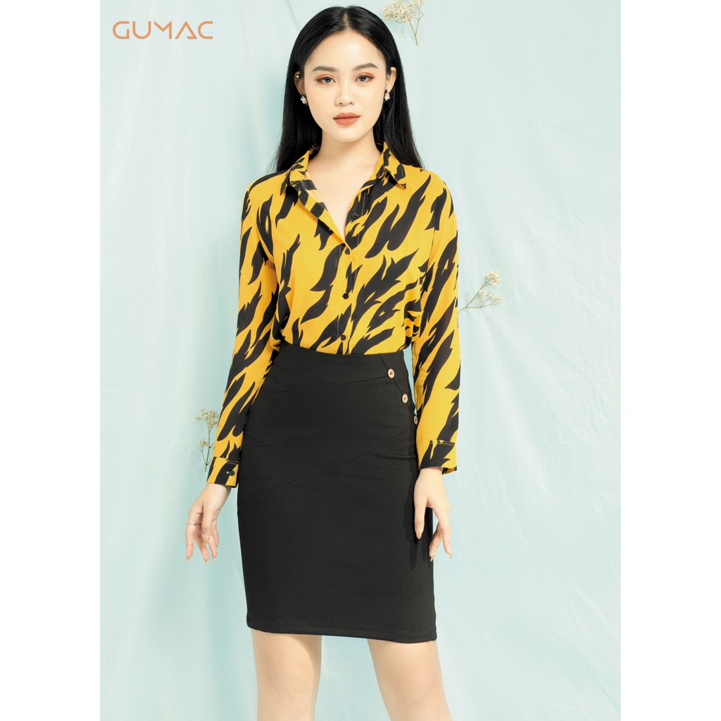 Chân váy phối nút GUMAC CV06954_DEN