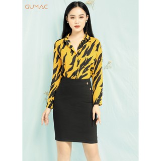 Chân váy phối nút gumac cv06954_den