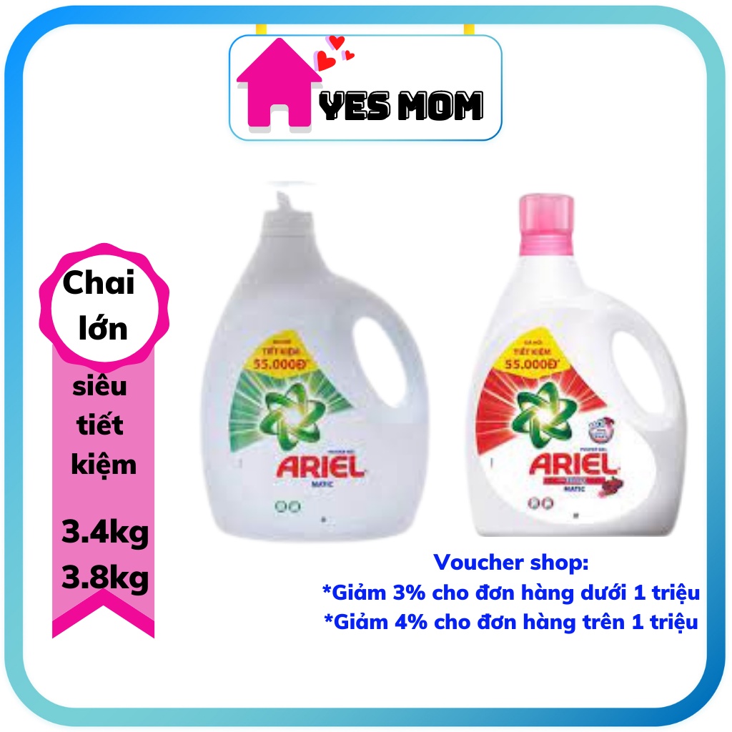 Ariel Matic nước giặt chai 3.4kg/3.8kg