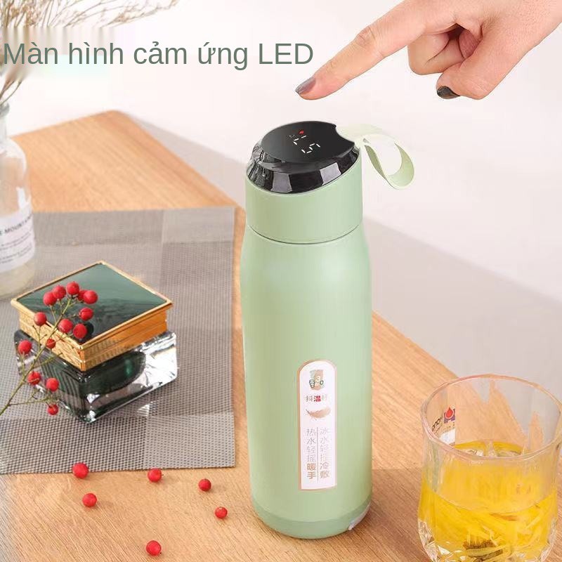 Bình hâm nóng tay, lắc nước nóng, nắp tạo tác đo nhiệt độ thông minh chân không inox 304, cốc giữ