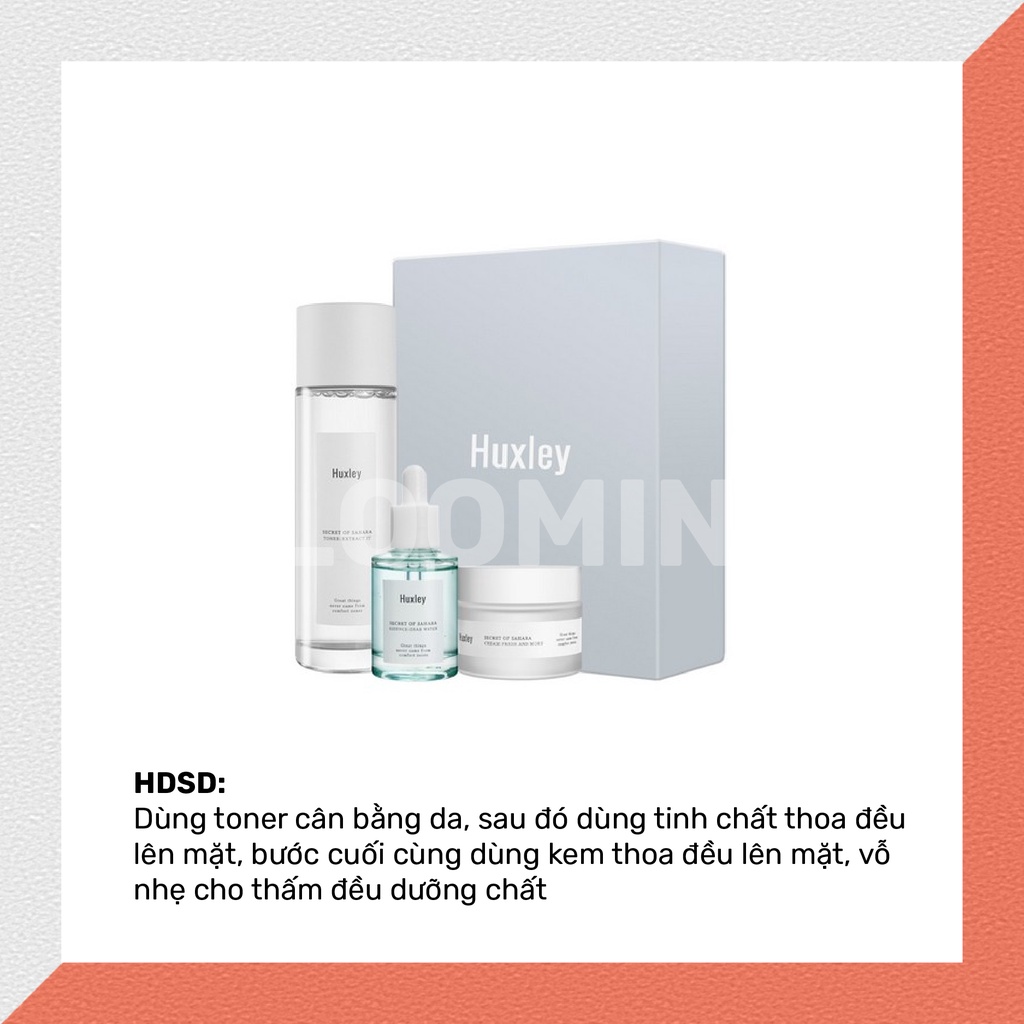 Bộ 3 Huxley Hydration Trio sản phẩm cấp nước giảm dầu, giảm mụn sưng viêm ngừa thâm hiệu quả