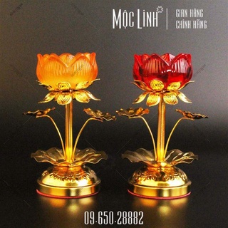Chân nến - Đế nến hình hoa sen thủy tinh lưu ly - Vật phẩm quan trọng cho không gian thờ Việt