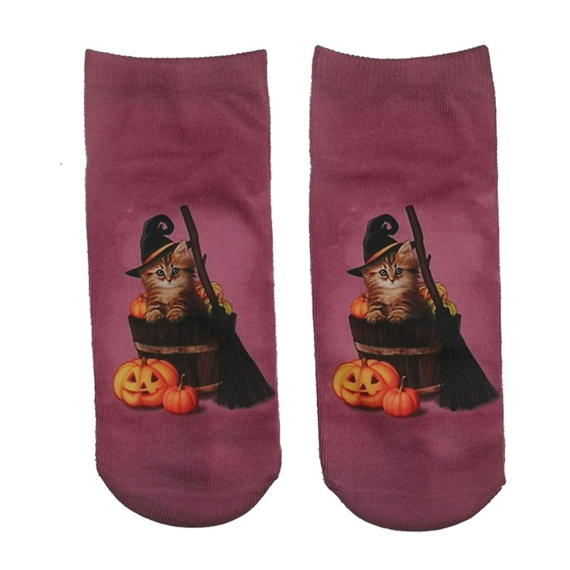 Xixi Tất Cotton In Họa Tiết Halloween Vui Nhộn