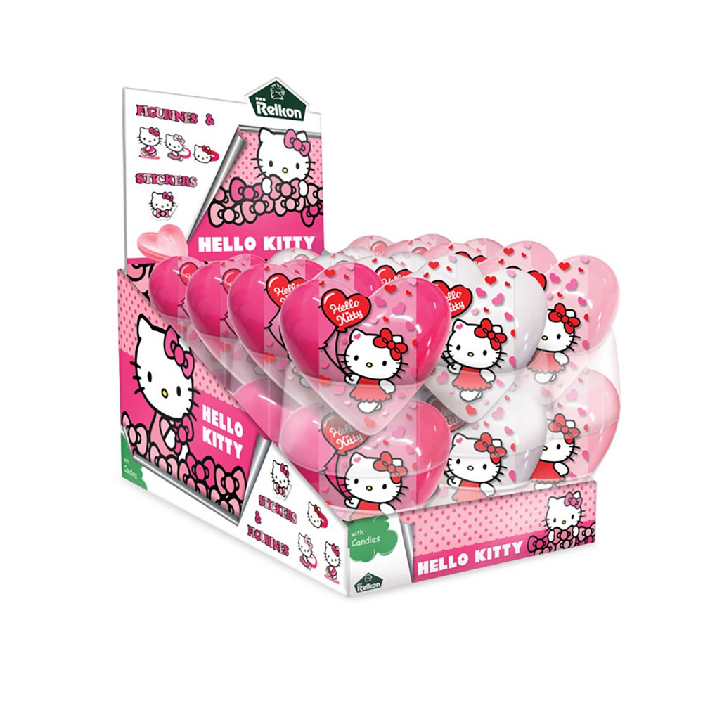 Hộp 24 bộ kẹo trái tim đồ chơi Hello Kitty, Shimmer shine Relkon 20g