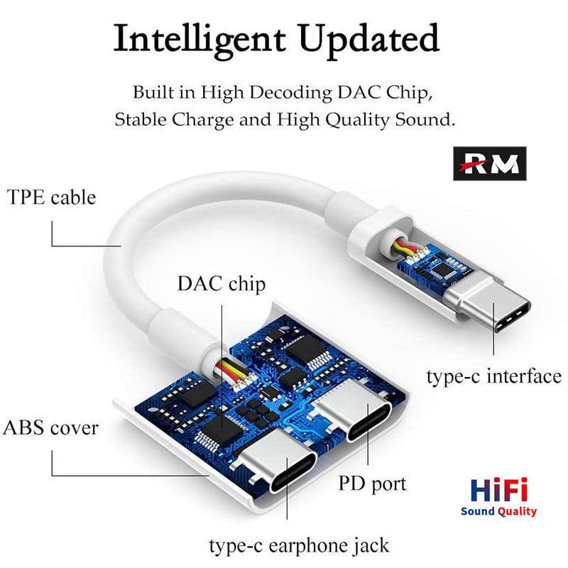 Cáp Chuyển Đổi Âm Thanh type c 2 Trong 1 Sang Cổng usb c Sang jack Cắm 3.5mm + Tai Nghe Sạc Điện Thoại