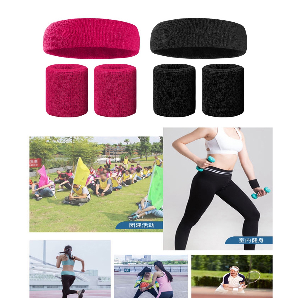 Bộ 3 Băng Đô Cotton Đeo Đầu Thấm Mồ Hôi Dùng Khi Chơi Thể Thao Bóng Rổ/Tập Gym