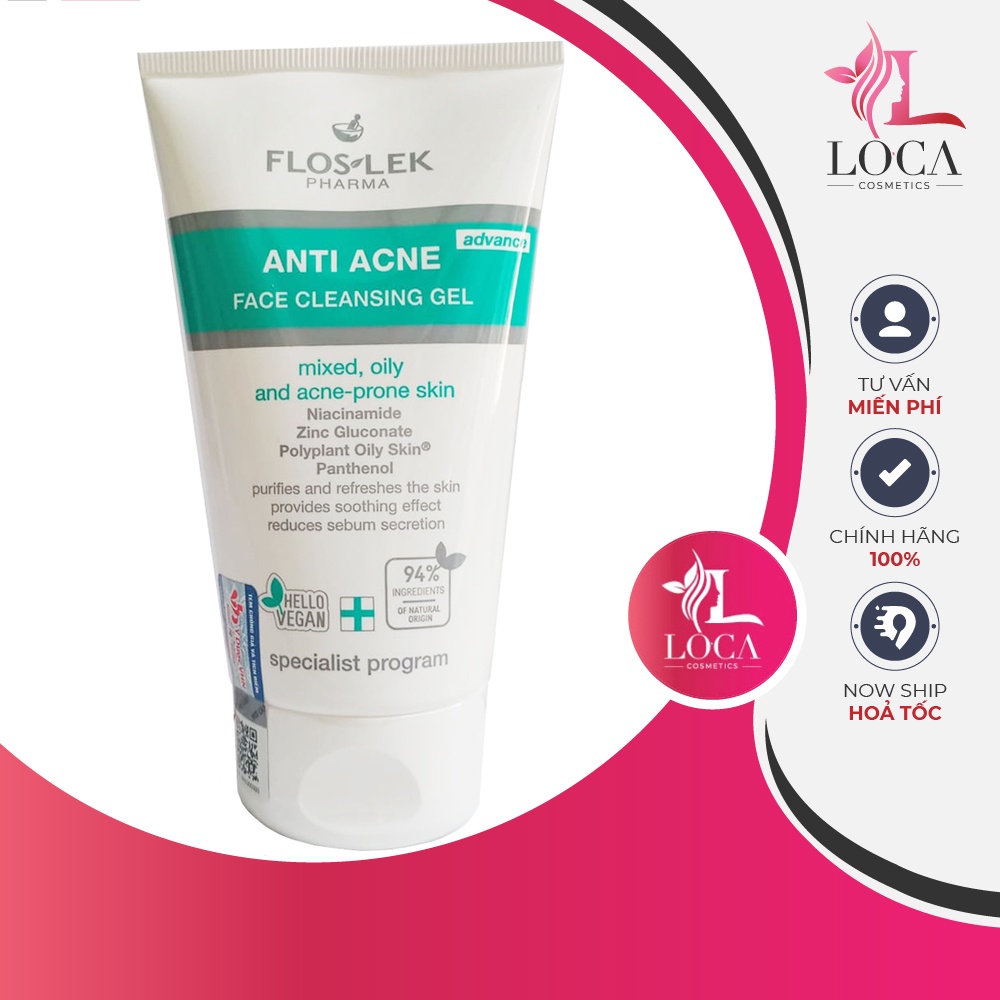 Sữa rửa mặt ngừa mụn Flos. lek dòng Anti Acne tốt cho da dầu mụn hỗn hợp