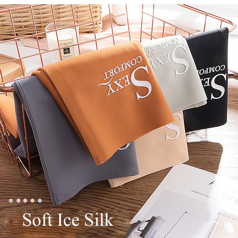 Quần Lót Cotton Lụa Lạnh Thoáng Khí Lưng Cao In Chữ Plus Size Cho Nữ