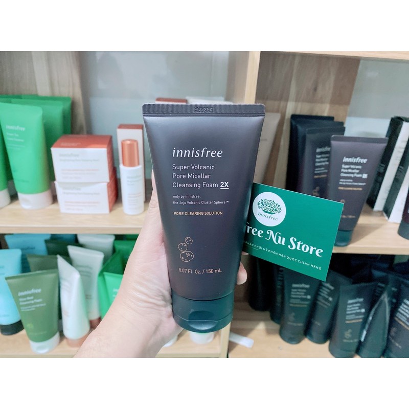 SỮA RỬA MẶT TRO NÚI LỬA INNISFREE SUPER VOLCANIC PORE MICELLAR CLEANSING FOAM 2X 150ML (MẪU 2020)