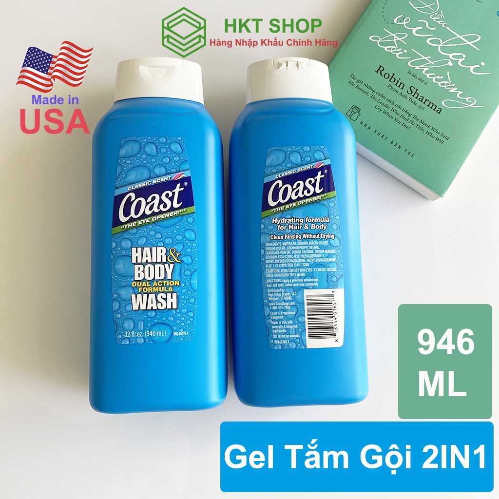 Dầu tắm gội Coast 2IN1 Hair &amp; Body Wash 946ml - HKT Shop