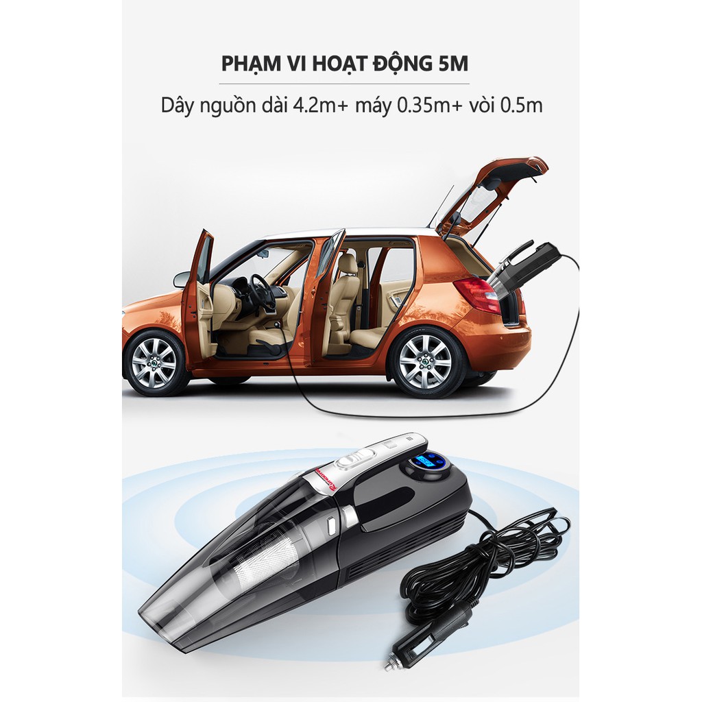 Máy hút bụi kiêm bơm lốp ô tô RUNDONG R-6055| 4 in 1 thiết kế hiện đại