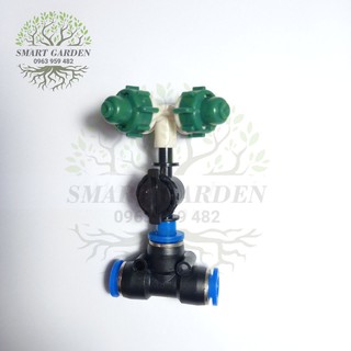 Béc phun sương 4 cửa dùng cho ống phun sương 8mm - kèm van áp chống rò rỉ
