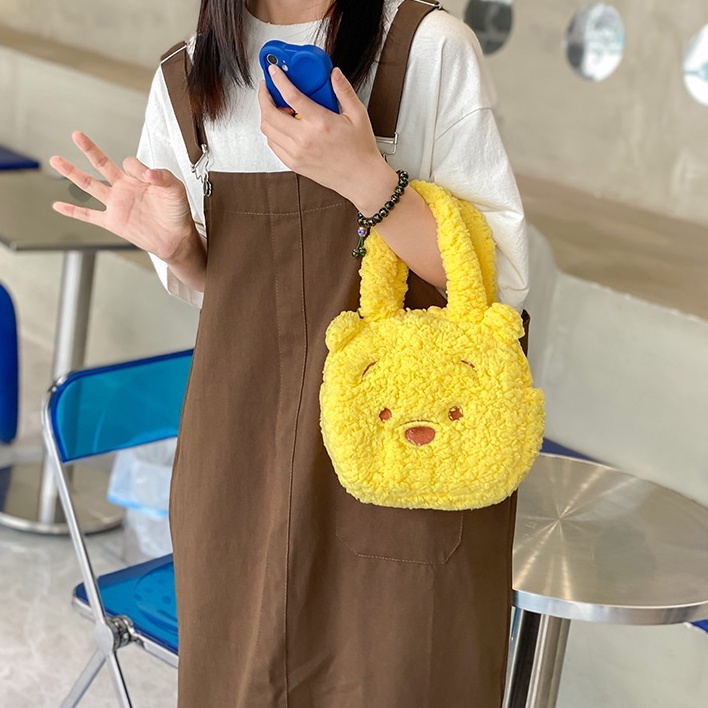 Phim hoạt hình mùa thu và mùa đông của phụ nữ Hàn Quốc dễ thương túi xách gấu sang trọng mềm mại dung tích lớn