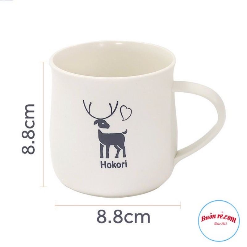 Cốc nhựa uống nước Hokori 350ml - cốc đánh răng có quai cầm hình hươu rễ thương