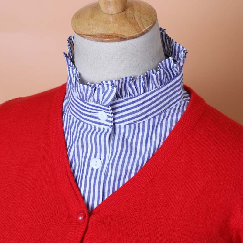 Cổ Áo Rời Chất Liệu Denim Họa Tiết Kẻ Sọc Dễ Thương Cho Búp Bê