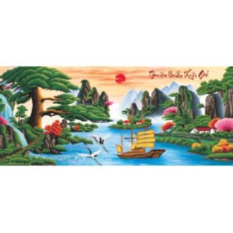 Tranh thêu chữ thập phong cảnh thuận buồm xuôi gió 3D Ailuo AL53500- tự thêu